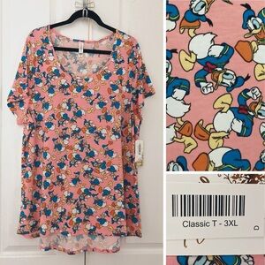 NWT LuLaRoe 3XL Classic T ~ Disney Donald Duck top shirt ~ pink blue 3X NEW
